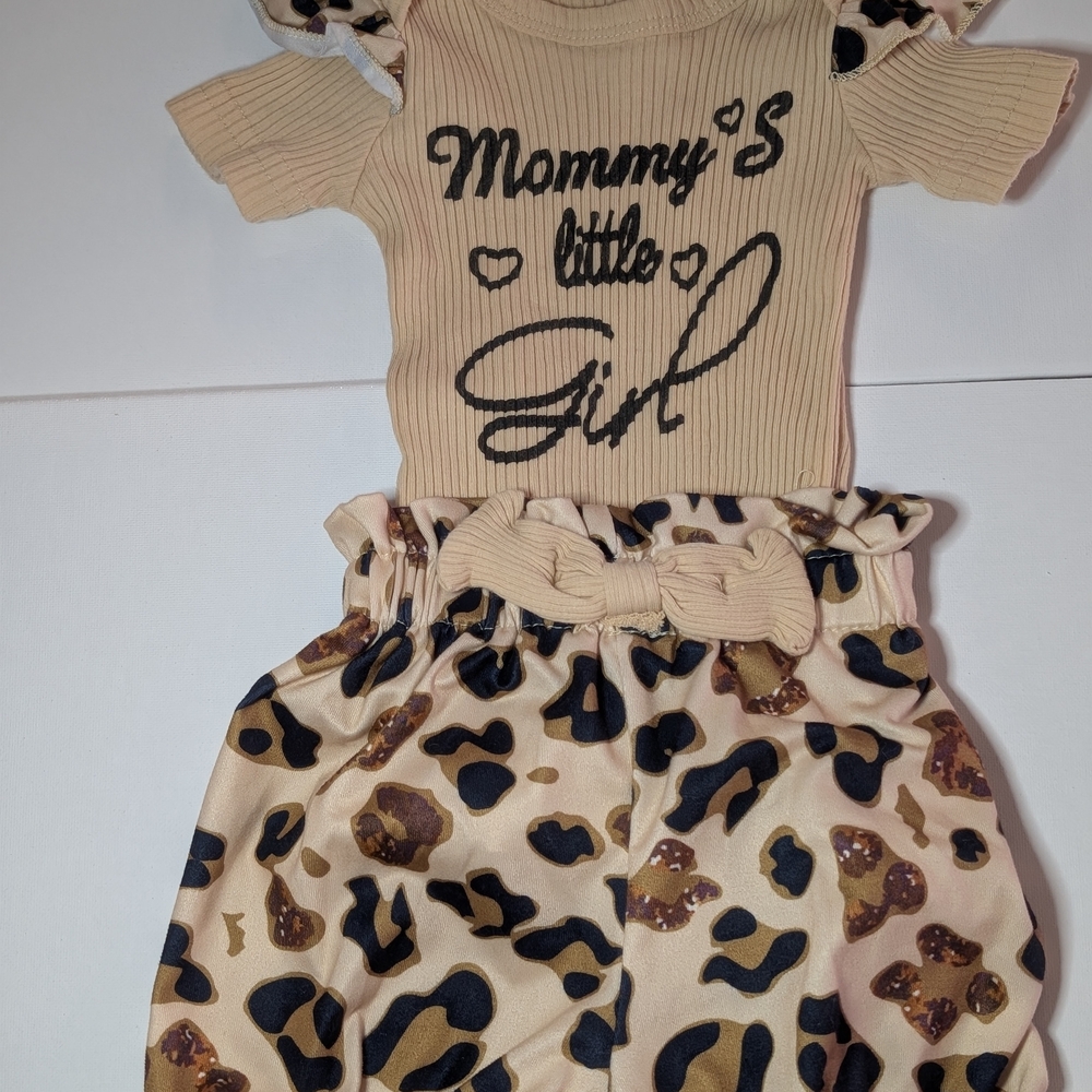 Beige and Leopard Print Baby Outfit